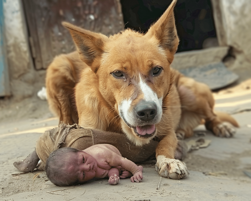 Dog saved newborn baby