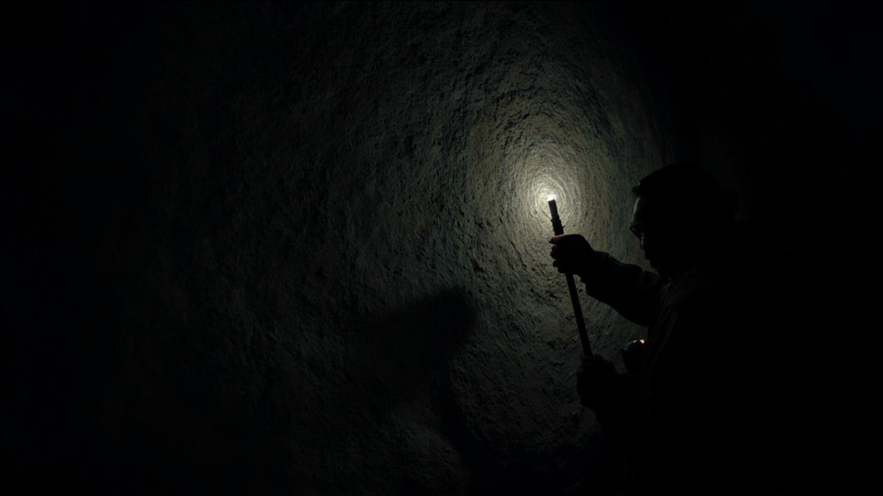 historical secrets revealed 2026 - Dark cave wall with archaeologists holding UV light examining ancient DNA