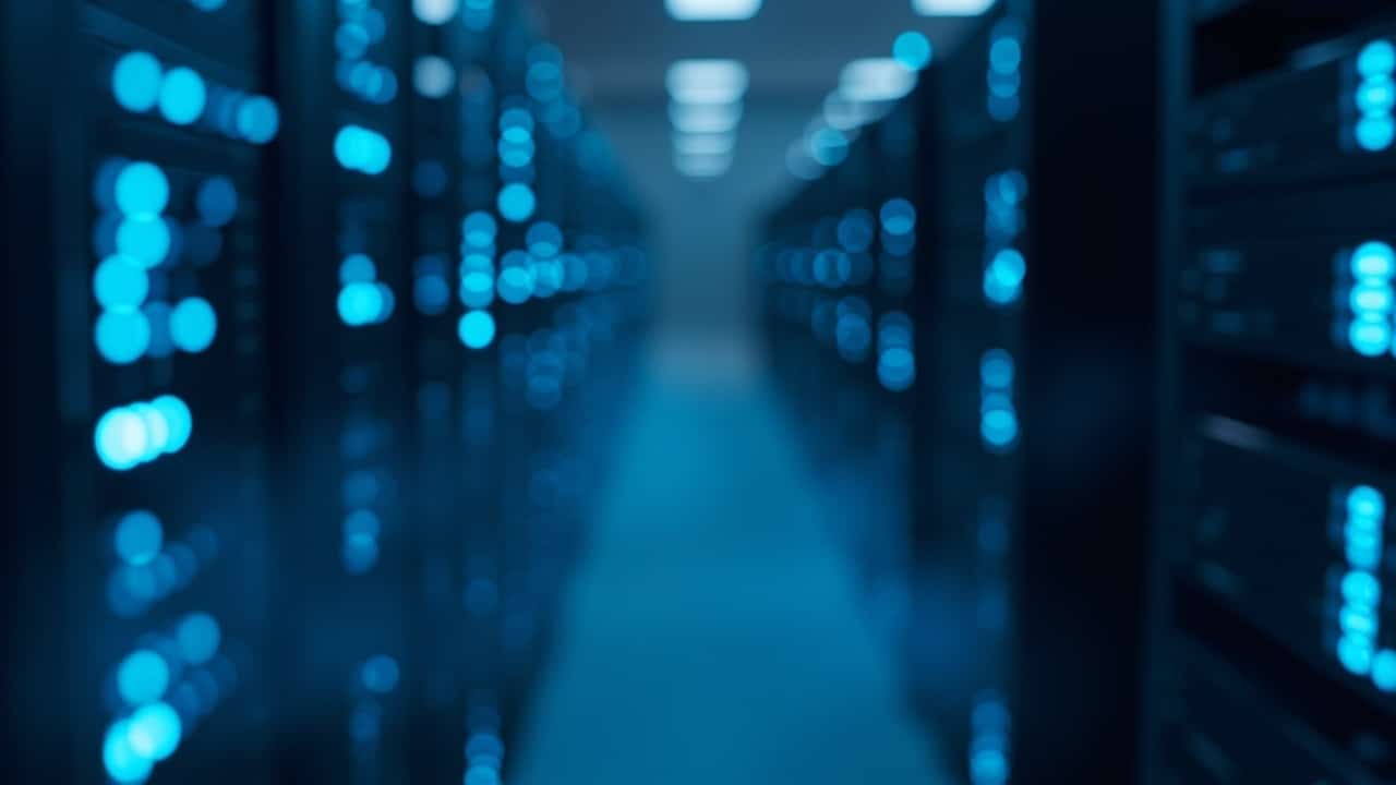 Mind blowing technology 2026 modern AI data center with glowing servers