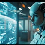 Mind blowing technology 2026 future collage of AI robots and spacecraft