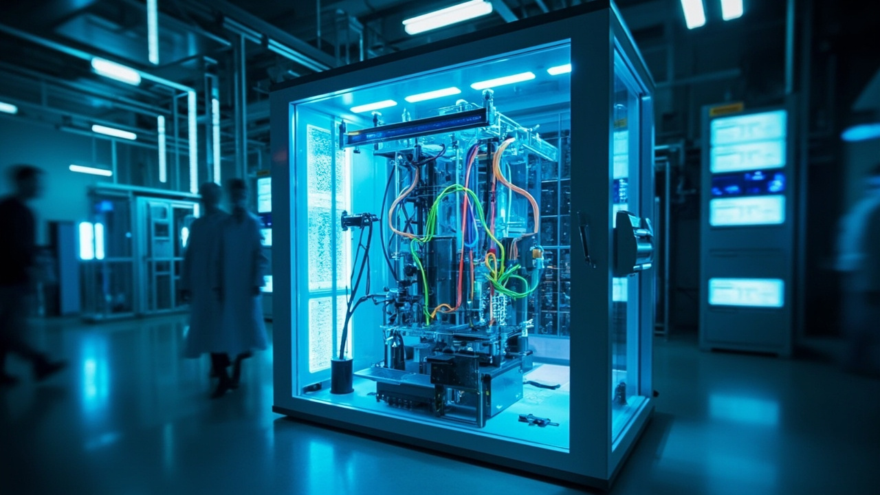 Quantum Computing Milestone 2026 — futuristic server room with dilution refrigerator