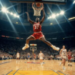 Sports history that went viral 2026 - early 2000s NBA slam dunk contest with athlete mid-air showing archive sports moments and iconic viral moments