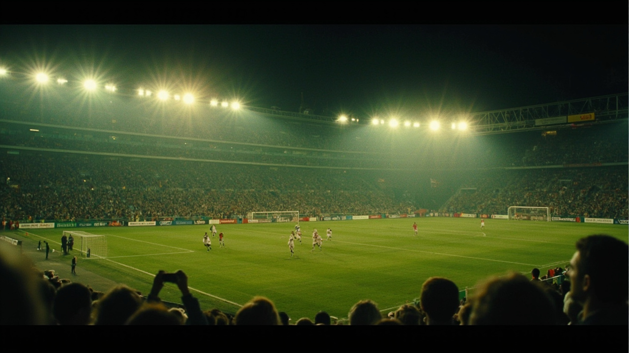 Sports history that went viral 2026 - vintage football stadium with cheering crowd at night showing archive sports moments and iconic viral moments
