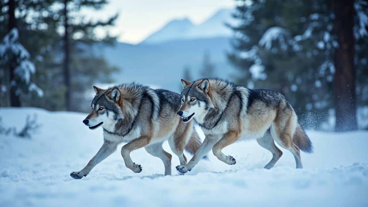wolves comeback 2026 - gray wolves in snowy Colorado pine forest