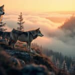 wolves comeback 2026 - pack on forested ridge at golden hour
